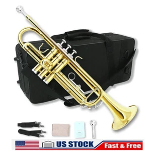 Musical Bb Standard Trumpet with 7C Mouthpiece Hard Case Strap for Music Fan - Picture 1 of 17