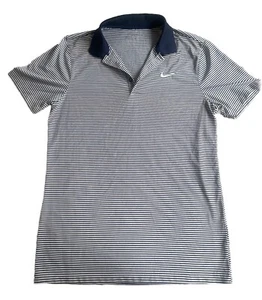 Nike Golf Polo Dri Fit Athetic Righe Performance Shirt Uomo S Navy Bianco - Foto 1 di 7