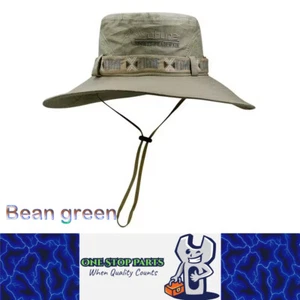 Bean Green Men Bucket Hat UV Protection Wide Brim Panama Hiking Fisherman Hat - Picture 1 of 10