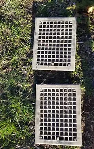 2 Early Antique Cast Iron Floor Wall Grates Apx 8x10 - Picture 1 of 7