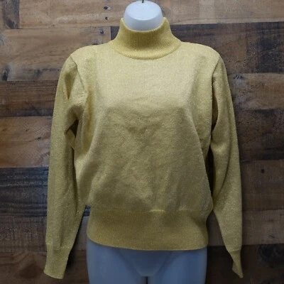 Платье сарая длинным рукавом рубашка размер средний золото w металлическая нить насмешливый воротник - Изображение 1 из 4