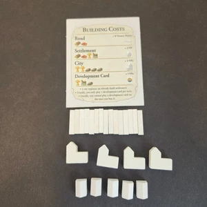 Juego completo de piezas de liquidación blancas y tarjeta de costo 2020 Catan Trade Build Settle - Imagen 1 de 3