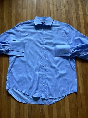 Camisa de vestir Hawes & Curtis para hombre 17,5-37 azul puño francés, 100 % algodón, DEFECTOS Foto 1 de 3