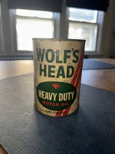 Vintage Wolf's Head Cardboard Oil Can Heavy Duty Quart FULL - Picture 1 of 8