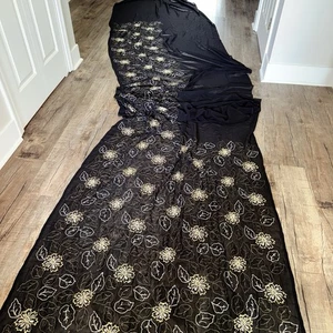 Indian WOMENS NWT SYNTHETIC BLACK SEQUINS w/Attach BLOUSE PC SAREE SARI FABRIC - Picture 1 of 12