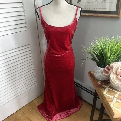 Vestido Vintage NY&Co Para Mujer Grande Rojo Terciopelo Retro Y2K Whimsigoth Grunge Vacaciones Foto 1 de 4
