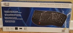 Adesso WKB-3500UB 2.4Ghz Wireless Desktop Ergonomic Trackball Keyboard Complete - Picture 1 of 10