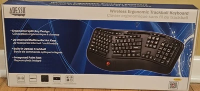 Adesso WKB-3500UB 2.4Ghz Wireless Desktop Ergonomic Trackball Keyboard Complete - Image 1 of 4