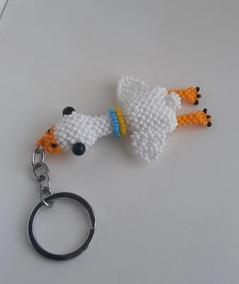Goose Pendant Keychain, Beaded, Handmade Gift - Image 1 of 4