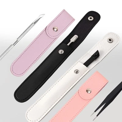 Protective Sleeve Cover for Cuticle Pusher Eyelash Tweezers, PU Case Storage Bag - Image 1 of 4