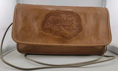 Cartera de cuero Carlos Falchi vintage, serpientes y dragones en relieve Foto 1 de 4