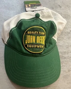 John Deere Trucker Hat Quality Farm Equipment Green White One Size Mesh Stretch - Picture 1 of 15