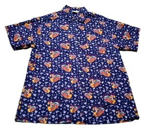 90s Vtg Iconographix Jazz Fest New Orleans Button up AOP shirt loop collar L - Picture 1 of 11