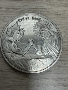 Vintage Evil vs. Good In God We Trust Token - Picture 1 of 10