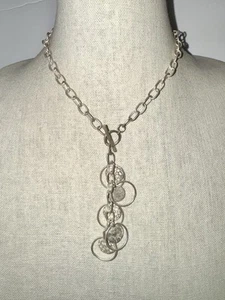 Collar de plata de ley 925 con disco de caída palanca frontal - Imagen 1 de 3