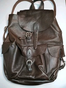 London Fog Rucksack Damen braun Leder Kordelzug verstellbarer Riemen Schnallen - Bild 1 von 10
