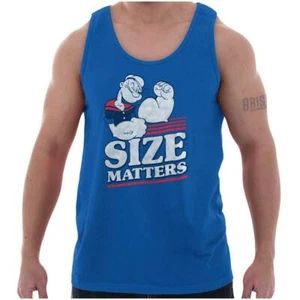 Size Matters Muscle Gym Workout Retro Popeye Mens Tank Tops Sleeveless Shirt Tee - Picture 1 of 8
