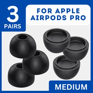 3 Pairs New Replacement Memory Foam Ear Tips for Apple Airpods Pro Size Medium - Picture 1 of 4