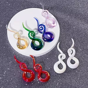 2x Glas Spirale Kegel Stecker Twist Dehner Hänger Ohrringe Ohr Messgeräte 4g-14mm - Bild 1 von 28