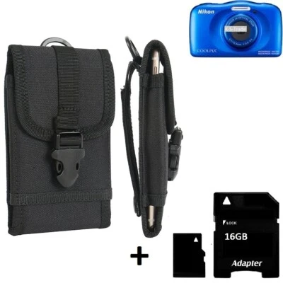 K-S-TRADE Gürteltasche für Nikon Coolpix W150 + 16GB Speicherkarte Outdoor Schutz Hülle