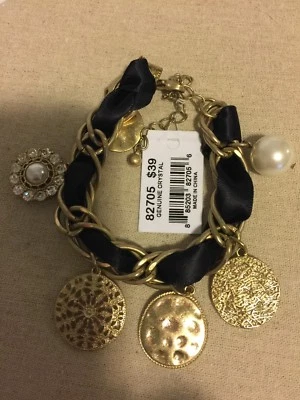 Pulsera Vivi Charm con Cinta Negra - Dorado Foto 1 de 2