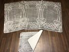 Romany Washable Traveller Mats Set Non Slip Tourer Size Thick Silver/Grey Bow