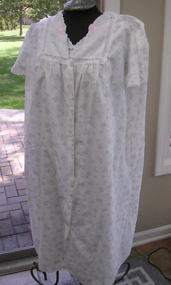 #C Adonna EE. UU. 2 piezas Ropa de dormir Camisón y Plumero Conjunto de bata Mezcla de Algodón Rosas Talla L Foto 1 de 4