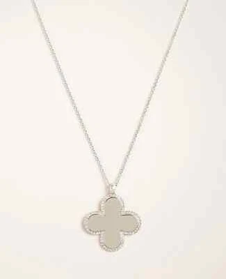 Collar Colgante Trébol Metal Ann Taylor Plata Cristales Blancos - Nuevo Con Etiquetas Foto 1 de 4