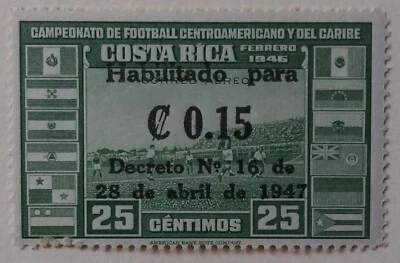 Costa Rica Airmail Stamp, 1947, sc#C145, Mint, NH, OG - Image 1 of 2