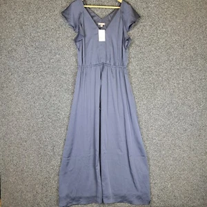 NEW H&M Womens Maxi Dress Size 14 Blue Elastic Waist V-Neck Event Occasion - Picture 1 of 10
