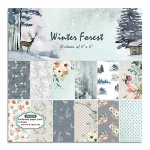 Almohadilla de papel de bosque de invierno de 12 piezas de 6 "x 6" hágalo usted mismo álbum de recortes fabricación de tarjetas diario basura - Imagen 1 de 5
