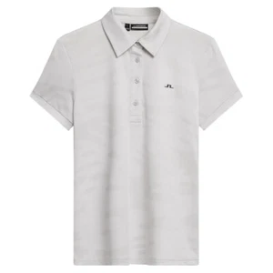 J.Lindeberg Women Alaya Jacquard Golf Polo Neptune Jacquard Light Gray - SS24 - Picture 1 of 5