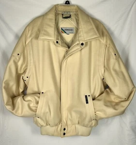 Rare Vintage Members Only Wool Cream Bomber Jacket Racer Biker Coat Men’s 42 - Picture 1 of 19