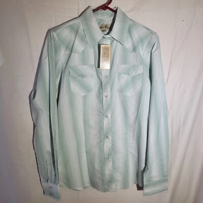 CEDAR ROSE Woman's Green Stripe Western Shirt Pearl Snaps Size Large NEW - Image 1 of 4