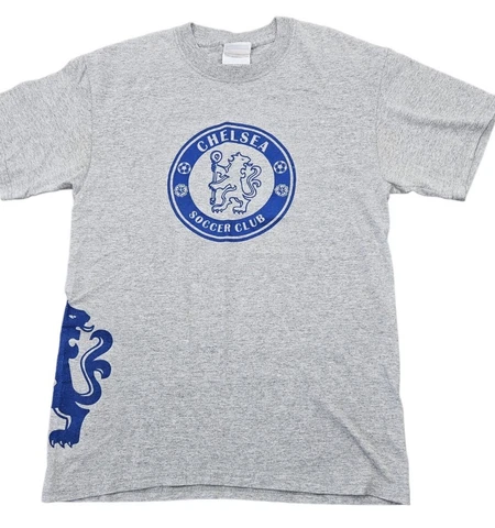 CHELSEA SOCCER CLUB WOMEN'S SMALL GREY & BLUE T-SHIRT Cover
