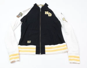 Harley Davidson Sweater Womens Medium Black White Long Sleeve Patches Riding - Picture 1 of 11