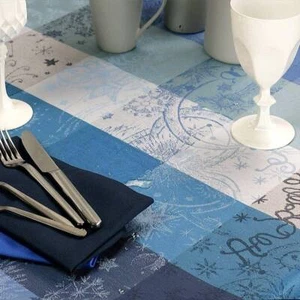 Garnier Thiebaut Tischdecke MILLE COULEURS BLEU PETROLE 175 x 250 cm - Bild 1 von 3