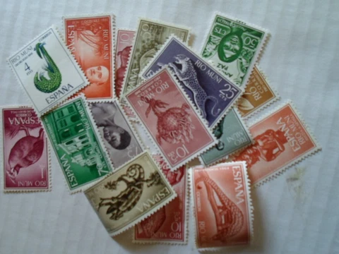 Collection lot 15 different stamps of Spanish Rio Muni Cover