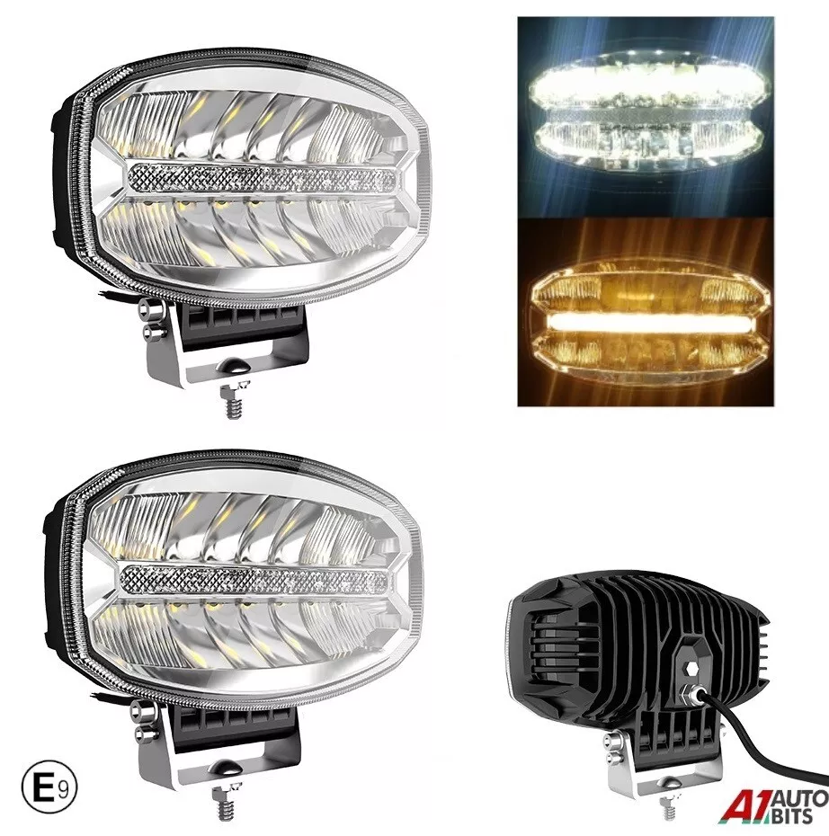 9" Jumbo Oval LED Combo Amber DRL Spot Light x2 For Volvo FL FE FMX FM4 FH E9 — 第 1/4 张图片