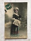 Beautiful Lady Winter Glamour French fashion Original Vintage Postcard 