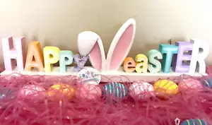 Bunny Boulevard Happy Easter Pastels Decorative 18" Wood Sign - Picture 1 of 6
