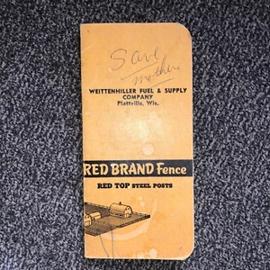 Platteville, WI Weittenhiller Fuel & Supply Co. Red Brand Fence Advertising Book - Picture 1 of 6