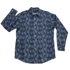 Daniel Cremieux Shirt Mens XL Blue Paisley Tailored Fit Button Up Long Sleeve - Picture 1 of 8