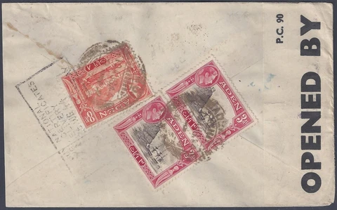 ADEN 1944 WARTIME CENSORED REGISTERED AIR MAIL ADEN CAMP COVER TO BOMBAY NEAT SH Cover