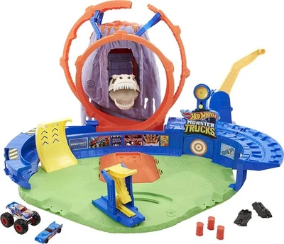 Hot Wheels Monster Trucks T-Rex Volcano Arena Playset with Lights & Sounds, - Image 1 of 4