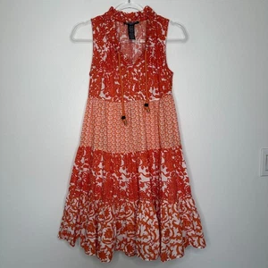 Vestido Chelsea & Theodore Swing Shift para mujer XS naranja floral con capas retazos - Imagen 1 de 10