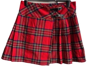 Wunderschöner roter Schottenkilt kurzer Rock 36 Taille 100% Acryl Wolle WOW!  - Bild 1 von 7