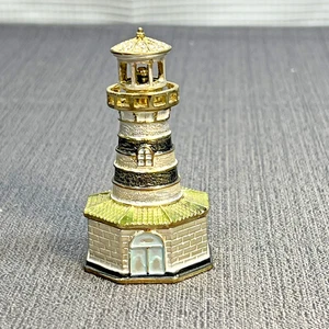 Schöne Leuchtturm aufklappbare Schmuckschatulle mit Strass Goldrand magnetisch - Bild 1 von 10