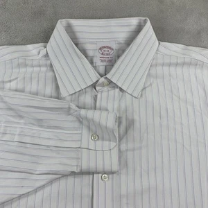 Brooks Brothers Men 18-34 White Striped Madison Non Iron Stretch Supima Cotton - Picture 1 of 8
