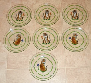 6er Set Vintage Lynn Chase Tiger Raj Glas Teller Tiger Motiv - Bild 1 von 7